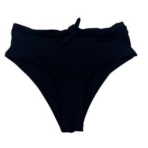 Tinibikini Women's XS Black High Rise Elastic Waist Front Knot Bikini Bottom